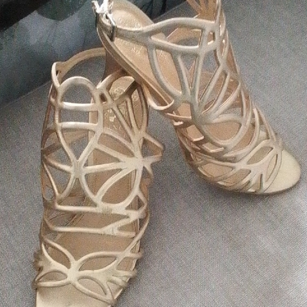 Vince Camuto Cutout Strappy High-Heel Sandals in Taupe
